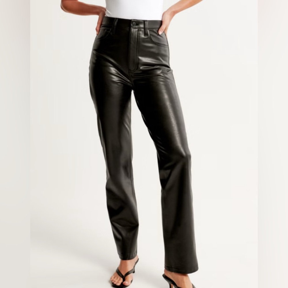 Abercrombie and Fitch Black Faux Leather Pants in LONGS